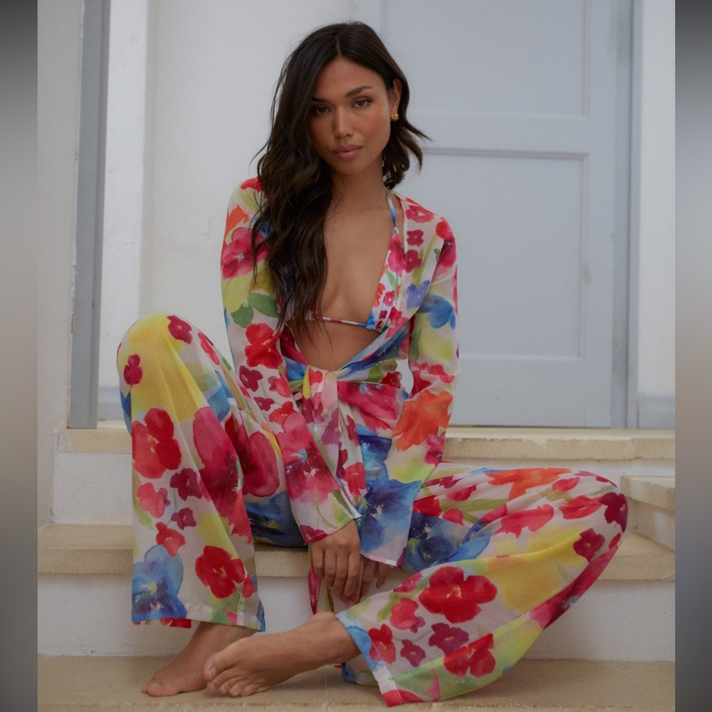 sla the label positano watercolor floral pants
